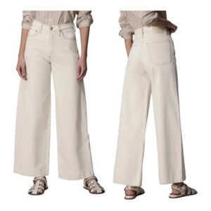 rag & bone Sofie High Rise Ultra Wide Leg Jeans in Ecru Size 25